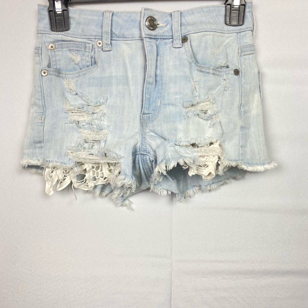 American Eagle Distressed Light Blue Denim Shorts